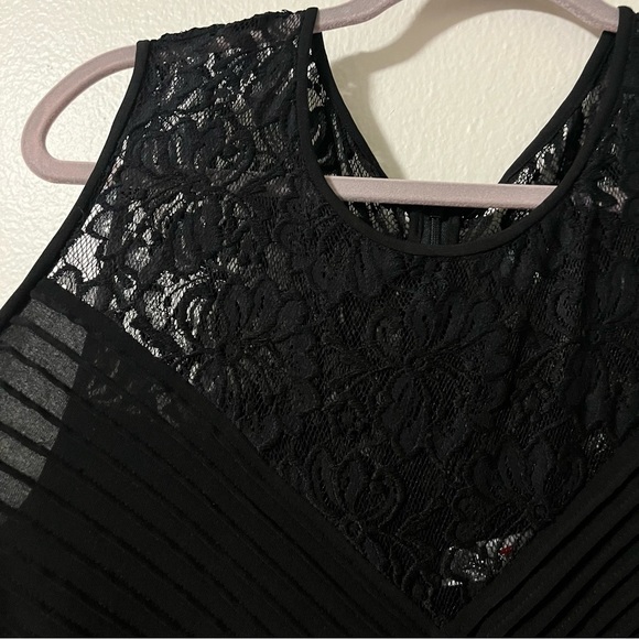 Plus size Lace top textured bandage Calvin Klein Black Sheath Midi Dress formal - Picture 3 of 6